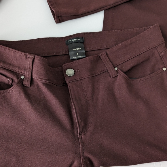 Ann Taylor Modern Fit Seasonless Stretch Trouser Pant Maroon size 8 - Picture 8 of 9